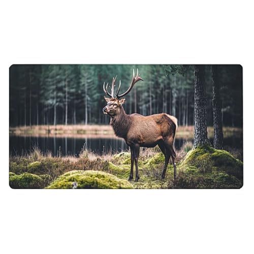 Gaming Mauspad, 100x200cmx3mm GroßEs Mousepad,wasserdichte Gewebe, Rutschfester Gummiunterseite, BüRobedarf, Verbesserte PräZision Und Geschwindigkeit, Pine Hirsch JX2B-817 Bild 2