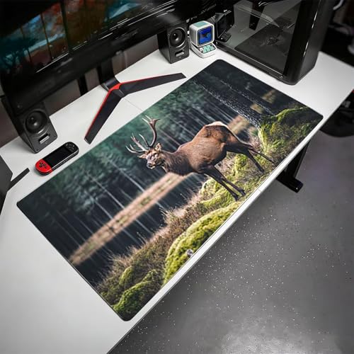 Gaming Mauspad, 100x200cmx3mm GroßEs Mousepad,wasserdichte Gewebe, Rutschfester Gummiunterseite, BüRobedarf, Verbesserte PräZision Und Geschwindigkeit, Pine Hirsch JX2B-817 Bild 3
