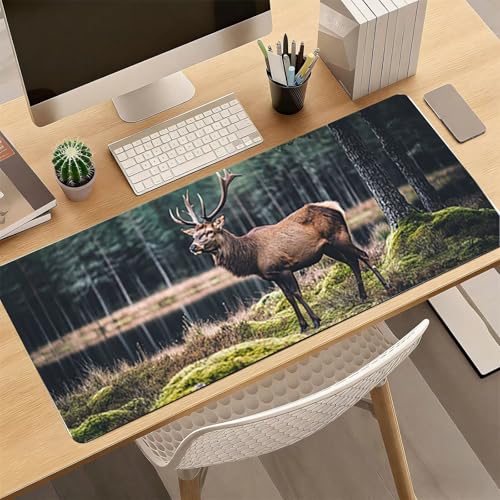 Gaming Mauspad, 100x200cmx3mm GroßEs Mousepad,wasserdichte Gewebe, Rutschfester Gummiunterseite, BüRobedarf, Verbesserte PräZision Und Geschwindigkeit, Pine Hirsch JX2B-817 Bild 4