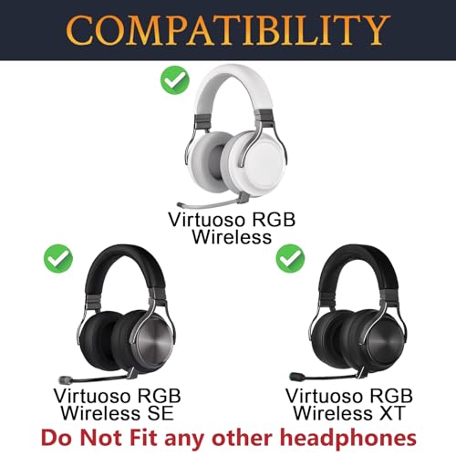 SOULWIT Mesh-Stoff Ersatzpolster Ersatz Ohrpolster für Corsair Virtuoso RGB Wireless XT SE Gaming Headset,Polster mit hochdichtem Geräuschisolationsschaum, zusätzliche Dicke Bild 2
