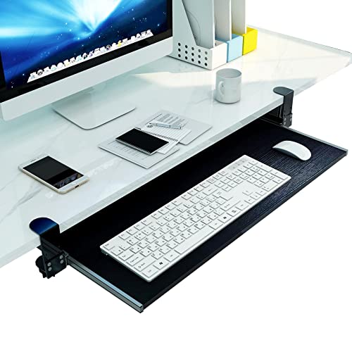 Tastaturablage unter dem Schreibtisch mit Handgelenkstütze und Maus, einfach ohne Bohren, platzsparender Schieber für Heimbüro oder Gaming-Setup Bild 1