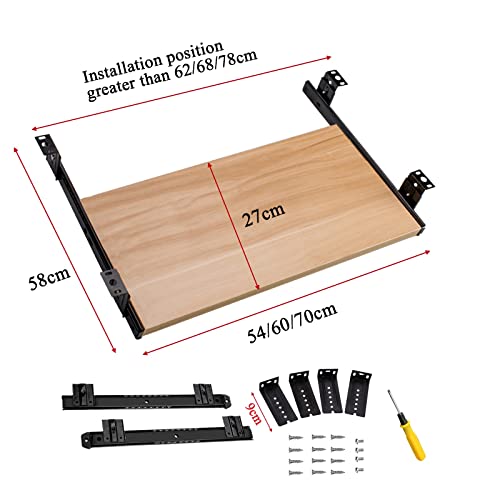 Verstellbare Tastaturablage unter dem Schreibtisch, ausziehbare Ablage aus Holz, 25 kg Tragkraft, Handgelenkstütze für Maus und Tastatur, perfekt für Heimbüro und Gaming. Bild 2