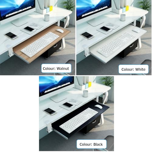 Verstellbare Tastaturablage aus Holz, 55 x 75 cm, unter dem Schreibtisch, mit Klemme, extra Sto-Maus-Plattformen & Stützen, perfekt für Heimbüro und Gaming-Setup Bild 3