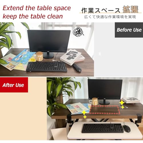 Benutzerdefinierte mechanische Tastatur-Tastenkappen-Set & Untertisch-Tastaturablage mit ausziehbarer Ablage und Sto Der für Maus, Weiß, 52 x 24 cm, perfekt für Gaming-Setup Bild 4