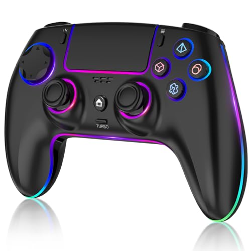Wireless Pro Controller für PS5/PC/MAC/Steam Deck, Gamepad mit 7 Variablen RGB Farben/Hall Effect Joystick&Trigger/Turbo/6-Achsen-Gyroskop/Programmierbar/Dual Vibration/Headset Anschluss/1500 mAh Akku Bild 1