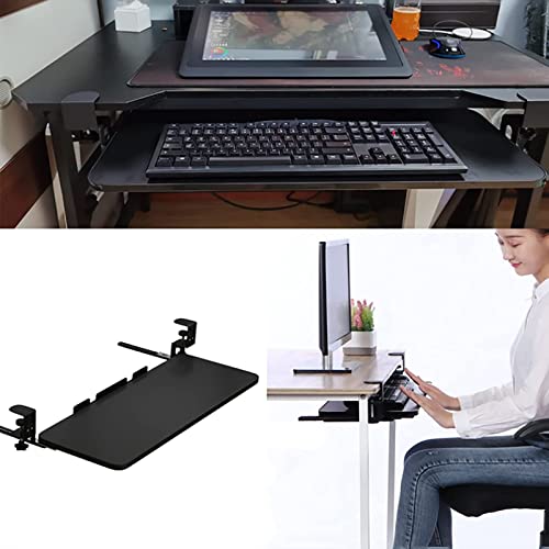Verstellbares Tastatur- und Maus-Tablett zum Schieben unter dem Schreibtischregal, platzsparendes Exble-Design (76,2 x 25,4 cm), für Heimbüro oder Gaming-Setup Bild 3
