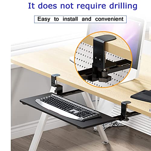 Verstellbares Tastatur- und Maus-Tablett zum Schieben unter dem Schreibtischregal, platzsparendes Exble-Design (76,2 x 25,4 cm), für Heimbüro oder Gaming-Setup Bild 4