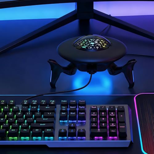 Runder Gaming-Tastatur-Maus-Konverter mit Tastenzuordnung, buntes Licht für Multi-Plattform-Adapter, Schwarz Bild 4