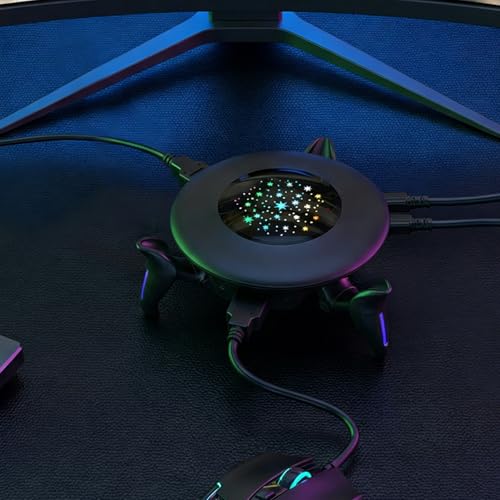 Runder Gaming-Tastatur-Maus-Konverter mit Tastenzuordnung, buntes Licht für Multi-Plattform-Adapter, Schwarz Bild 5