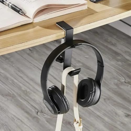 1 x verstellbarer Schreibtischkantenhaken, Gaming-Headset, Schreibtischaufhänger, Rucksack, Aufbewahrung, Hängehaken, Halterung, stanzfrei, Heimbüro, Organizer (weiß) Bild 7