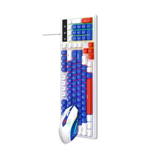 Gaming-Tastatur und Maus-Kombination mit RGB-Hintergrundbeleuchtung, 98-Tasten-Tastatur mit Kompaktem Layout, Multimedia-Tastenkombination mit 7 Farbbeleuchtungseffekten, Kabelgebundene Bild 5