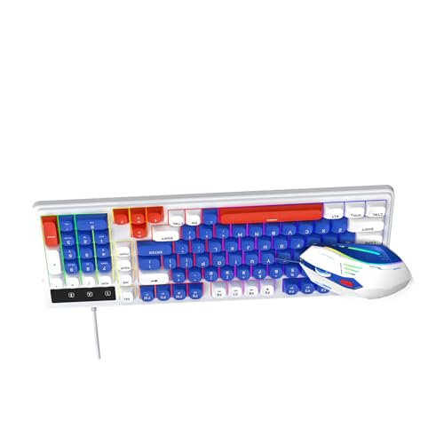 Gaming-Tastatur und Maus-Kombination mit RGB-Hintergrundbeleuchtung, 98-Tasten-Tastatur mit Kompaktem Layout, Multimedia-Tastenkombination mit 7 Farbbeleuchtungseffekten, Kabelgebundene Bild 6