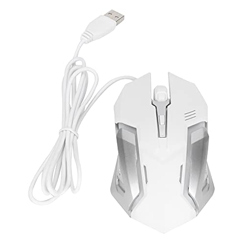 Elprico Kabelgebundene Optische Gaming-Maus mit 7-Farben-Atemlicht für Schnelle Computerbedienung für Gamer und Büroangestellte (White) Bild 1