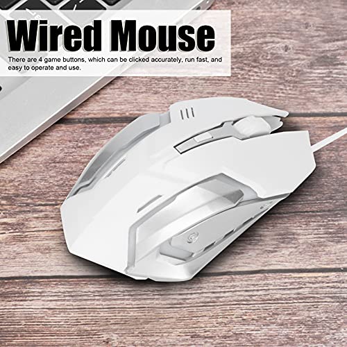 Elprico Kabelgebundene Optische Gaming-Maus mit 7-Farben-Atemlicht für Schnelle Computerbedienung für Gamer und Büroangestellte (White) Bild 5