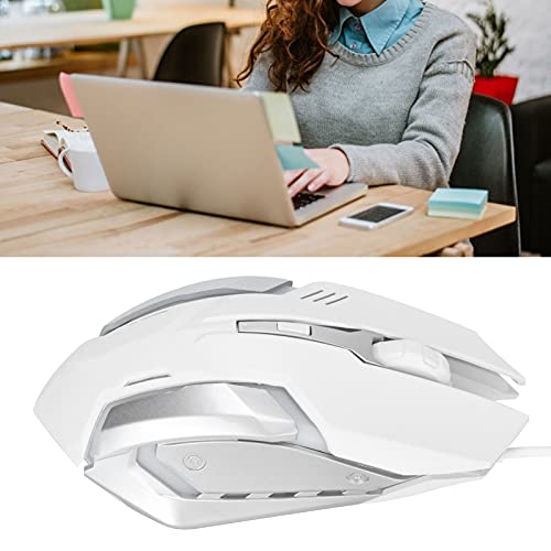 Elprico Kabelgebundene Optische Gaming-Maus mit 7-Farben-Atemlicht für Schnelle Computerbedienung für Gamer und Büroangestellte (White) Bild 7