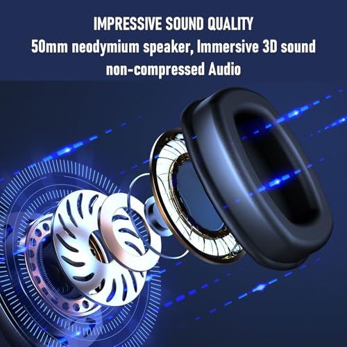 Kabelloses Gaming-Headset, 2,4 GHz Bluetooth 5.4-Kopfhörer, Geräuschunterdrückendes RGB-Licht-Headset mit 7.1-Surround-Sound, Ideal für PC, Laptop und Smartphone (Schwarz-Weiss) Bild 2