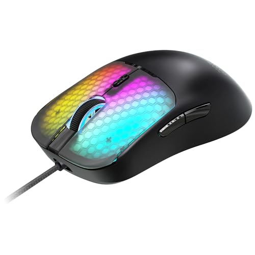 Mars Gaming MM-Viper, Ultraleichter Gaming-Maus 56g, Anpassbares RGB Chroma, Optischer Sensor A825PRO, 12800 DPI, 1000Hz, HUANO Mechanische Schalter, Software, Geflochtener USB-A/USB-C-Kabel, Schwarz Bild 1
