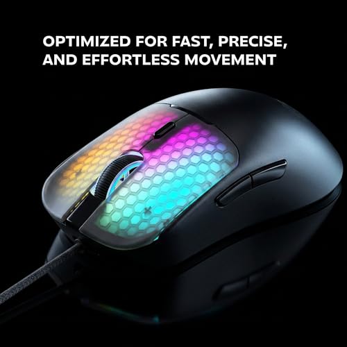 Mars Gaming MM-Viper, Ultraleichter Gaming-Maus 56g, Anpassbares RGB Chroma, Optischer Sensor A825PRO, 12800 DPI, 1000Hz, HUANO Mechanische Schalter, Software, Geflochtener USB-A/USB-C-Kabel, Schwarz Bild 3