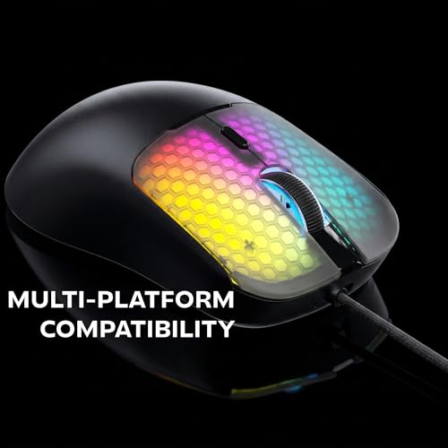 Mars Gaming MM-Viper, Ultraleichter Gaming-Maus 56g, Anpassbares RGB Chroma, Optischer Sensor A825PRO, 12800 DPI, 1000Hz, HUANO Mechanische Schalter, Software, Geflochtener USB-A/USB-C-Kabel, Schwarz Bild 5