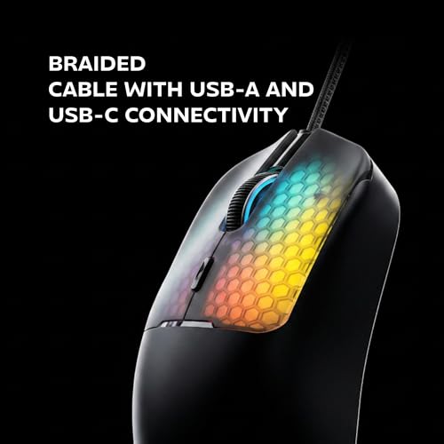Mars Gaming MM-Viper, Ultraleichter Gaming-Maus 56g, Anpassbares RGB Chroma, Optischer Sensor A825PRO, 12800 DPI, 1000Hz, HUANO Mechanische Schalter, Software, Geflochtener USB-A/USB-C-Kabel, Schwarz Bild 7