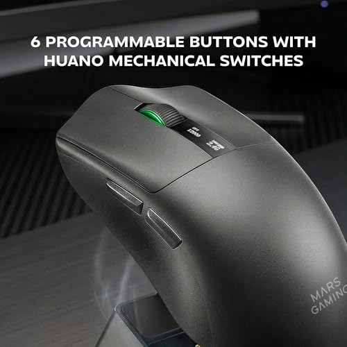 Mars Gaming MMW-Elite, Kabellose Gaming-Maus, Bluetooth 5.4 + 2.4GPRO + Kabel, Optischer Sensor PixArt PAW3311PRO 20000 DPI, Leicht 69g, 6 Tasten, OLED-Display, Magnetische RGB-Ladestation, Schwarz Bild 2