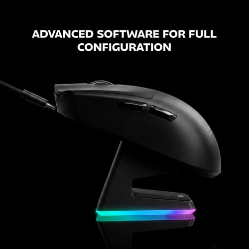 Mars Gaming MMW-Elite, Kabellose Gaming-Maus, Bluetooth 5.4 + 2.4GPRO + Kabel, Optischer Sensor PixArt PAW3311PRO 20000 DPI, Leicht 69g, 6 Tasten, OLED-Display, Magnetische RGB-Ladestation, Schwarz Bild 4