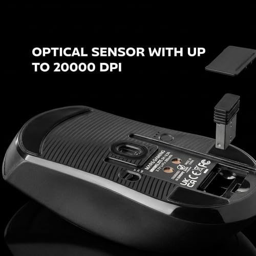 Mars Gaming MMW-Elite, Kabellose Gaming-Maus, Bluetooth 5.4 + 2.4GPRO + Kabel, Optischer Sensor PixArt PAW3311PRO 20000 DPI, Leicht 69g, 6 Tasten, OLED-Display, Magnetische RGB-Ladestation, Schwarz Bild 5