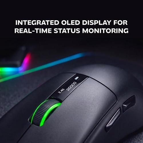 Mars Gaming MMW-Elite, Kabellose Gaming-Maus, Bluetooth 5.4 + 2.4GPRO + Kabel, Optischer Sensor PixArt PAW3311PRO 20000 DPI, Leicht 69g, 6 Tasten, OLED-Display, Magnetische RGB-Ladestation, Schwarz Bild 6