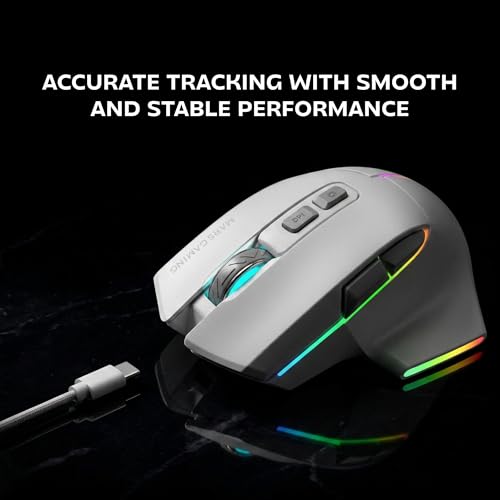 Mars Gaming MMW-Vector, Kabellose Tri-Mode-Gaming-Maus, Bluetooth 5.4 + 2.4GPRO + USB-C-Kabel, Optischer Sensor 12000 DPI, HUANO Schalter, RGB Chroma, 70h Akkulaufzeit, Steuerungssoftware, Weiß Bild 4