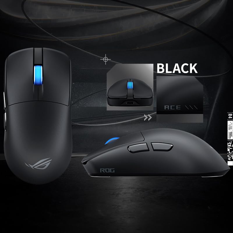 Cutesliving ROG Harpe II Ace Kabellose Gaming-Maus mit 42000 DPI Sensor, optischen Schaltern, 48g Leichtgewicht, SpeedNova 8K Wireless, Tri-Mode für kompetitives Gaming (Schwarz) Bild 3