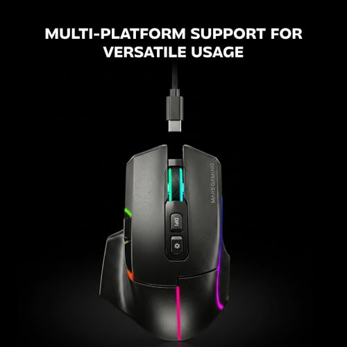 Mars Gaming MMW-Vector, Kabellose Tri-Mode-Gaming-Maus, Bluetooth 5.4 + 2.4GPRO + USB-C-Kabel, Optischer Sensor 12000 DPI, HUANO Schalter, RGB Chroma, 70h Akkulaufzeit, Steuerungssoftware, Schwarz Bild 3