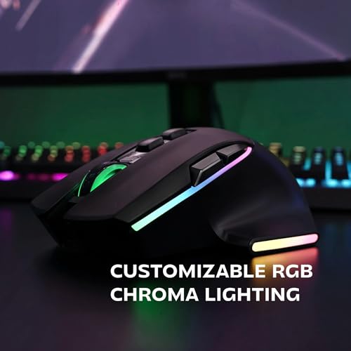 Mars Gaming MMW-Vector, Kabellose Tri-Mode-Gaming-Maus, Bluetooth 5.4 + 2.4GPRO + USB-C-Kabel, Optischer Sensor 12000 DPI, HUANO Schalter, RGB Chroma, 70h Akkulaufzeit, Steuerungssoftware, Schwarz Bild 4