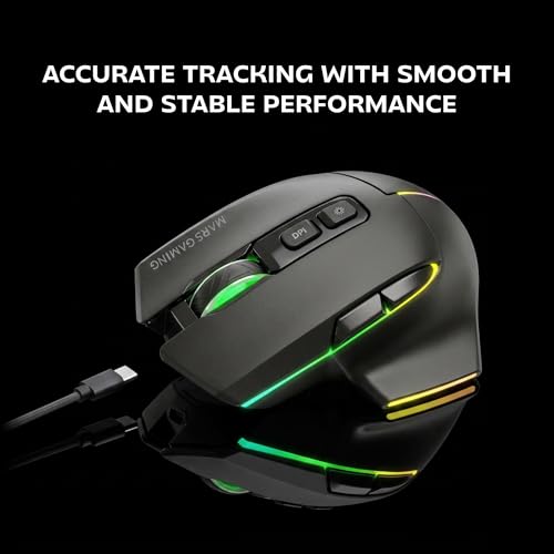 Mars Gaming MMW-Vector, Kabellose Tri-Mode-Gaming-Maus, Bluetooth 5.4 + 2.4GPRO + USB-C-Kabel, Optischer Sensor 12000 DPI, HUANO Schalter, RGB Chroma, 70h Akkulaufzeit, Steuerungssoftware, Schwarz Bild 5