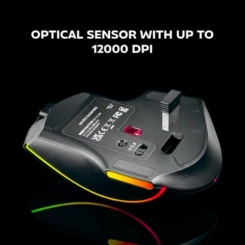 Mars Gaming MMW-Vector, Kabellose Tri-Mode-Gaming-Maus, Bluetooth 5.4 + 2.4GPRO + USB-C-Kabel, Optischer Sensor 12000 DPI, HUANO Schalter, RGB Chroma, 70h Akkulaufzeit, Steuerungssoftware, Schwarz Bild 6