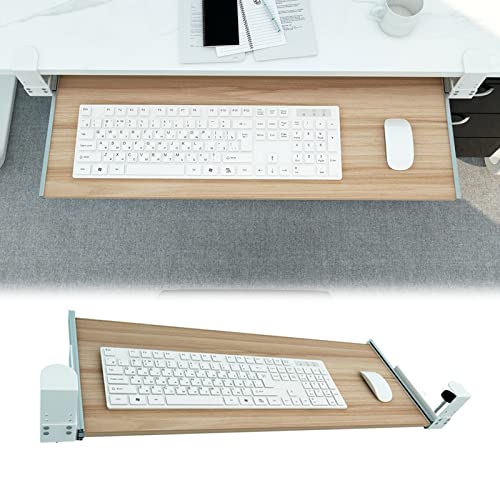 Schreibtisch-Erweiterungsablage aus Holz für Tastatur und Maus, 55 x 30 cm, C-Klemme, unter dem Schreibtisch, ohne Bohren, ideal für Home Office & Gaming Wortat Bild 1