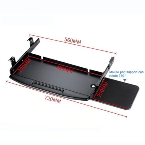 Ausziehbare Tastaturablage mit drehbarer Maus-Plattform, platzsparend, Stahl unter dem Schreibtisch, für Home Office & Gaming Setup Desktop Exteon Solut Bild 2