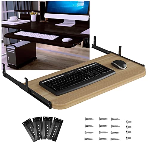Verstellbare Tastaturablage unter dem Schreibtisch mit Maus-Sto-Design für verbesserte und reduzierte Muskelermüdung, 70 x 27 cm, Schwarz, perfekt für Home Office und Gaming Bild 1