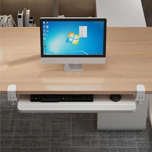 Verstellbare Tastaturablage zum Anklemmen, 66 x 25,4 cm, ausziehbar unter dem Schreibtisch, für Tastatur und Maus, perfekt für Büro, Zuhause und Gaming Bild 2