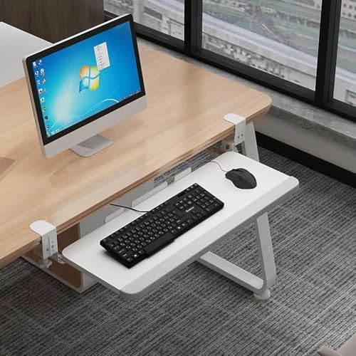 Verstellbare Tastaturablage zum Anklemmen, 66 x 25,4 cm, ausziehbar unter dem Schreibtisch, für Tastatur und Maus, perfekt für Büro, Zuhause und Gaming Bild 4