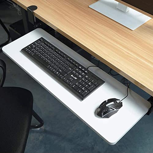 Tastaturablage, zum Festklemmen, ausziehbar, für Tastatur und Maus, 65 x 25 cm, platzsparend, für Heimbüro und Gaming-Setup, Weiß Bild 1
