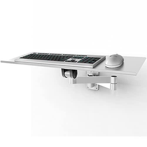 Verstellbare Wandhalterung für Tastatur und Maus, silberfarben, industrielles Regal, 2-Arm-Design, 40 cm, flexible Tastatur-Plattform für Home Office und Gaming Bild 1