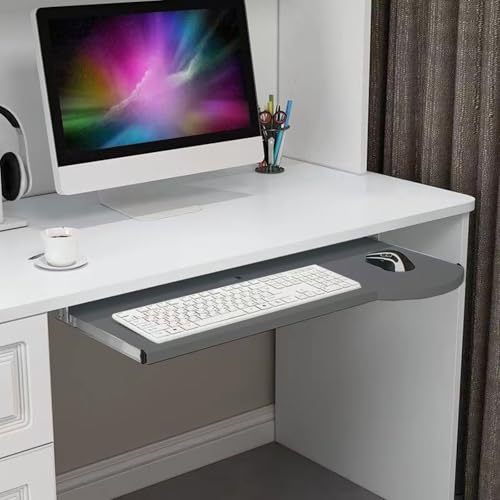 Ausziehbare Tastaturablage unter dem Schreibtisch, verstellbare Tastatur und Maus, einfache Installation, platzsparende Tastatur, perfekt für Heimbüro und Gaming-Setup Bild 1