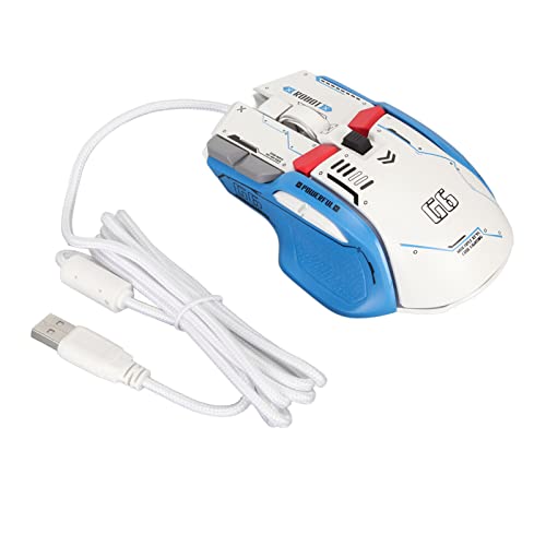 Kabelgebundene Gaming-Maus, 10-Tasten-Makro-programmierbare RGB-Gaming-Maus mit 13 Beleuchtungsmodi, 6 DPI-Einstellungen bis zu 12.800, mechanischer Mikroschalter für PC-Gamer und (Weiß) Bild 1