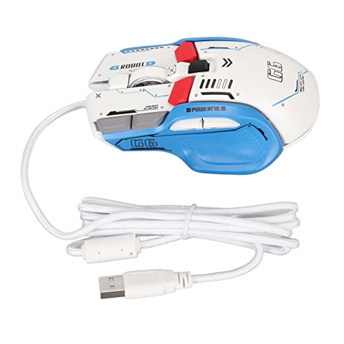 Kabelgebundene Gaming-Maus, 10-Tasten-Makro-programmierbare RGB-Gaming-Maus mit 13 Beleuchtungsmodi, 6 DPI-Einstellungen bis zu 12.800, mechanischer Mikroschalter für PC-Gamer und (Weiß) Bild 3