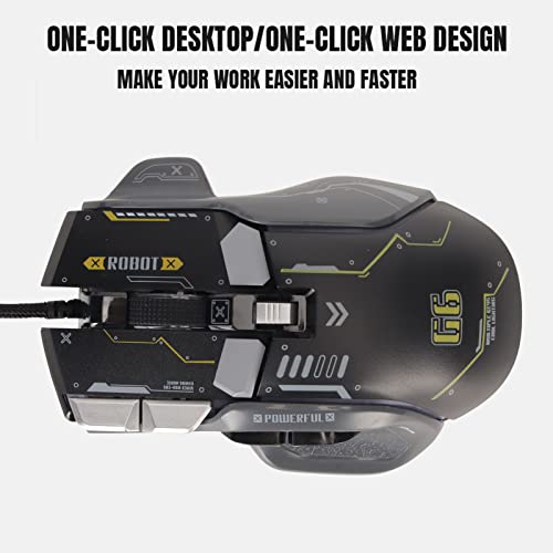 Kabelgebundene Gaming-Maus, 10-Tasten-Makro-programmierbare RGB-Gaming-Maus mit 13 Beleuchtungsmodi, 6 DPI-Einstellungen bis zu 12.800, mechanischer Mikroschalter für PC-Gamer und (Schwarz) Bild 2