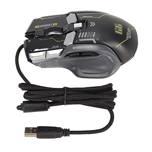 Kabelgebundene Gaming-Maus, 10-Tasten-Makro-programmierbare RGB-Gaming-Maus mit 13 Beleuchtungsmodi, 6 DPI-Einstellungen bis zu 12.800, mechanischer Mikroschalter für PC-Gamer und (Schwarz) Bild 4