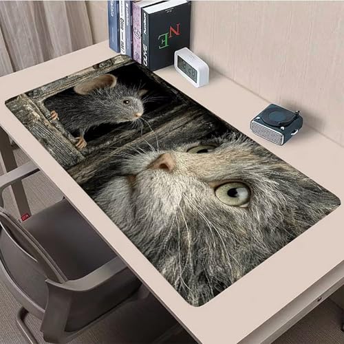 Gaming Mauspad XXL 1200 x 600mm, Mauspad Katze Mousepad Maus Schreibtischunterlage mit 3MM Genähten Kanten Fransenfreie, WassXerdicht Gaming Mousepad für PC, Laptop, Geschenke für Frauen -lsy2603AR Bild 4