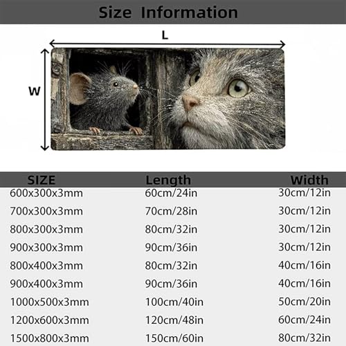 Gaming Mauspad XXL 1200 x 600mm, Mauspad Katze Mousepad Maus Schreibtischunterlage mit 3MM Genähten Kanten Fransenfreie, WassXerdicht Gaming Mousepad für PC, Laptop, Geschenke für Frauen -lsy2603AR Bild 7