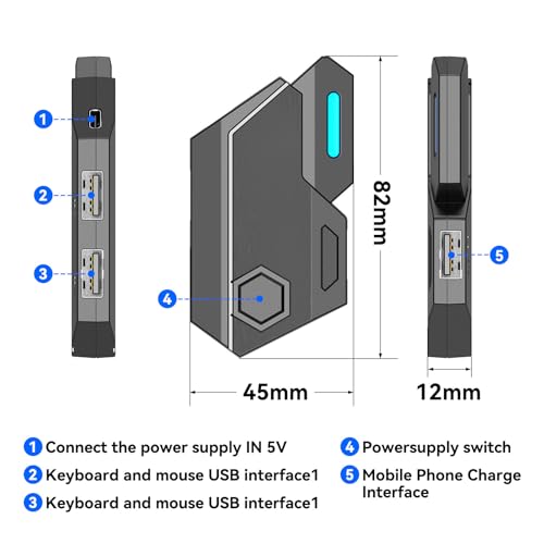 Cryfokt Multifunktionales Gaming-Tastatur-Maus-Konverter-Set mit Schnellladung für -Handheld-Spiele, 4-in-1-Tastatur-Maus-Adapter-Kombination Bild 3
