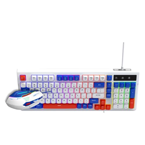 Gaming-Tastatur und Maus-Kombination, RGB-hintergrundbeleuchtete Kabelgebundene Tastatur, 98 Tasten, Kompaktes Layout-Eingabegerät mit Leisem Tippen, Ideal für Laptop-Computer 98SE ME 2000 Bild 5